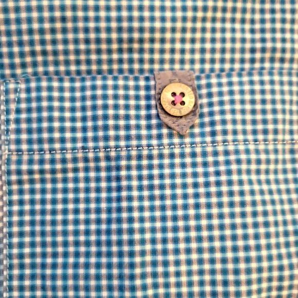 EC TED BAKER LONDON BLUE & WHITE BUTTON DOWN 100% COTTON SHIRT SZ.XL (5) - Picture 6 of 7